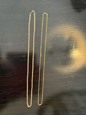 Set of 2 Gold Tone Chain A Necklaces